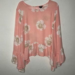 A.N.A High Low Long Sleeve Ruffle Top Size 2XL